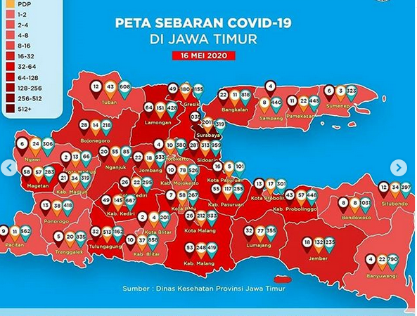 Penambahan 167 Kasus Baru Covid-19 di Jatim per 16 Mei 2020