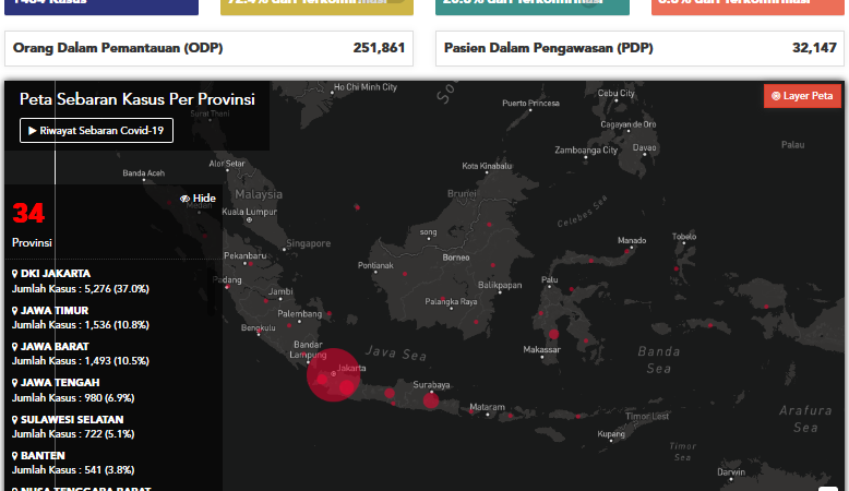 Update Covid-19 di Indonesia per 12 Mei 2020; +484 Kasus Baru, Sembuh 182