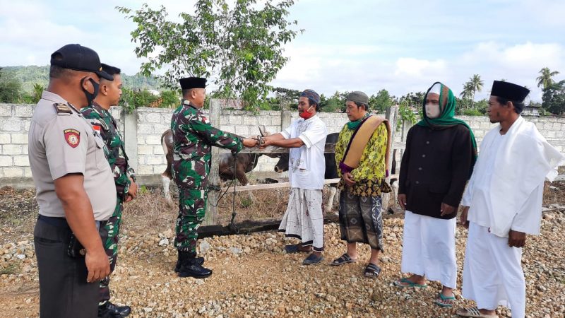 DANSATGAS YONIF 413 BREMORO SUMBANGKAN SAPI QURBAN DI MASJID ARSO