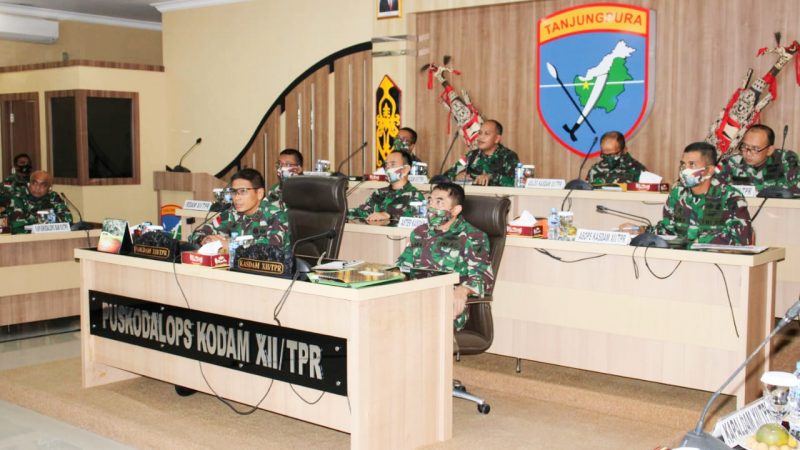 Fokus Penanganan Penyebaran Covid 19 dan TKI/PMI Pangdam XII/TPR Gelar Vicon