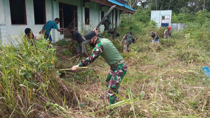 BERSAMA MASYARAKAT YABANDA SATGAS PAMTAS RI-PNG YONIF RAIDER 100/PS MELAKSANAKAN KARYA BAKTI