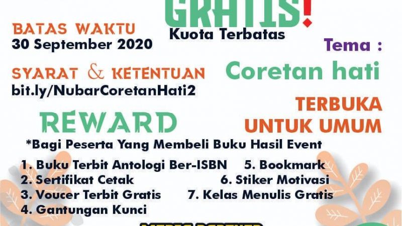 Yuk Segera Daftarkan, Nulis  Puisi Tingkat Nasional, Kouta Terbatas