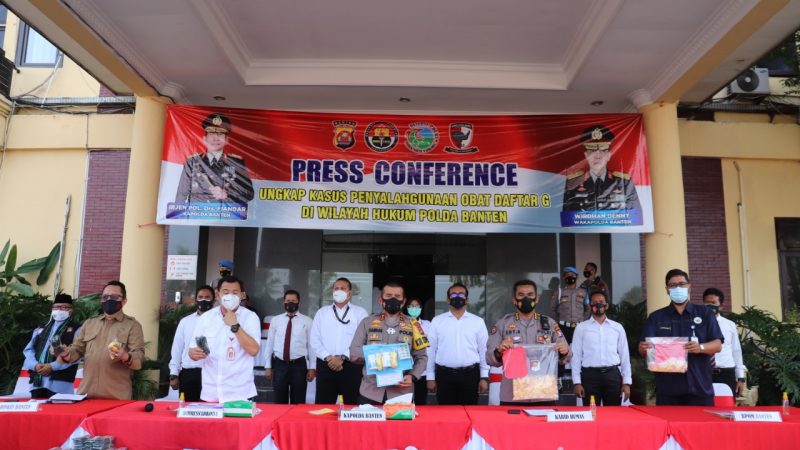 Polda Banten Press Conference,  Ungkap Penyalahgunaan Obat-obatan Daftar G selama 10 Bulan