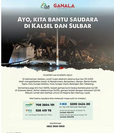 Indonesia Kembali Berduka, Ayo Kita Bantu Saudara  di Kalsel dan Sulbar