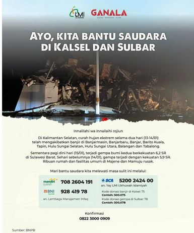 Indonesia Kembali Berduka, Ayo Kita Bantu Saudara  di Kalsel dan Sulbar