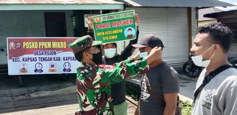 Koramil 1011-10/Kapuas Tengah Monitoring Satgas Desa Tangguh Tangkal Covid-19
