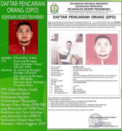 Pekanbaru District Attorney Looking for a Fugitive Perpetrator in The State Money Corruption Case.