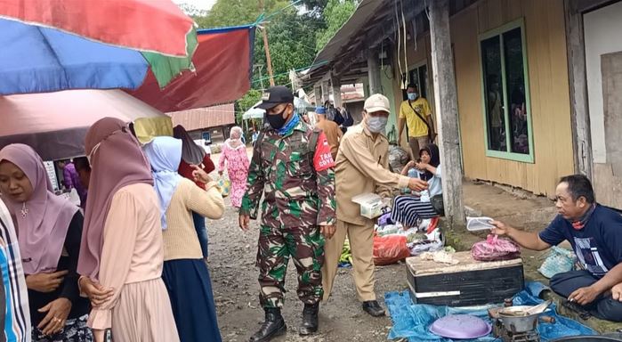 Koramil 13/Pangkoh Tim Yustisi Penegakan Protokol Kesehatan Pencegahan Covid-19