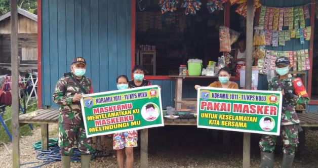 Langsung ke Sasasan Pelaksanaan Sosialisasi Prokes oleh Babinsa Koramil 1011-11/Mandaw Talawangan