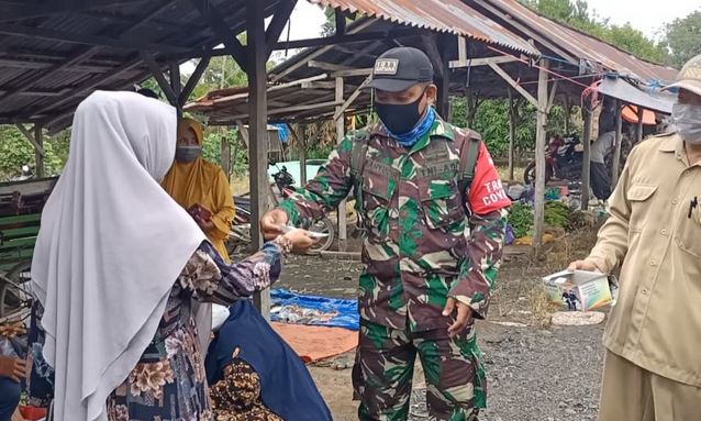 Koramil 13/Pangkoh Tim Yustisi Penegakan Protokol Kesehatan Pencegahan Covid-19