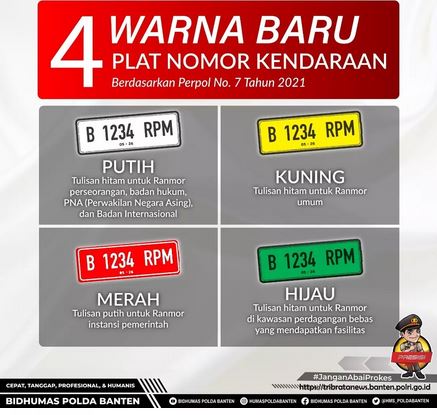Kabid Humas Polda Banten : Yuk Kenali 4 Warna Baru Pada Plat Nomor Kendaraan