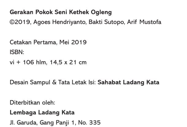 Buku Gerakan Pokok Kethek Ogleng, Agoes Hendriyanto & Bakti Sutopo