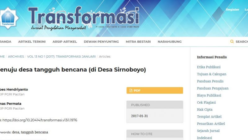 Agoes Hendriyanto, Menuju Desa Tangguh Bencaana (Desa Sirnoboyo)