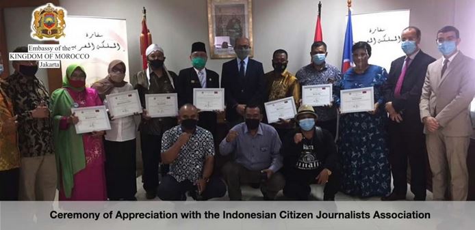 Certificate of Appreciation” dari Kerajaan Maroko melalui Dubes Maroko untuk Indonesia