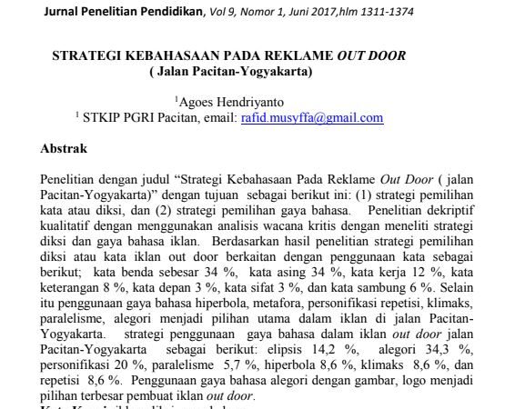 STRATEGI KEBAHASAAN PADA REKLAME OUT DOOR  ( Jalan Pacitan-Yogyakarta)