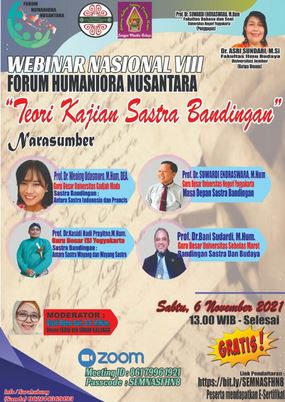 Forum Humaniora Nusantara  Akan Adakan Webinar Nasional  VIII, “Teori Kajian Sastra Bandingan”
