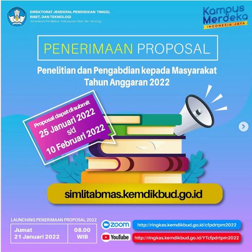 Penerimaan Proposal Penelitian dan Pengabdian Masyarakat 2022 Dibuka  25 Januari hingga 10 Februari 2022