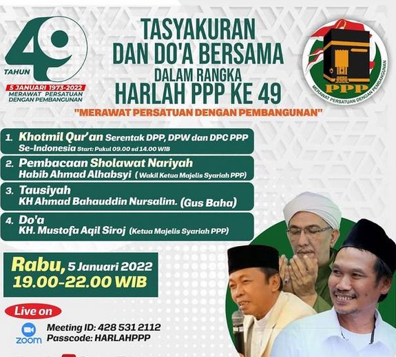 Gus Baha, Memberikan Tauziah Harlah ke -49 PPP,  Ajak Menjadi Pelopor Politik Simpatik
