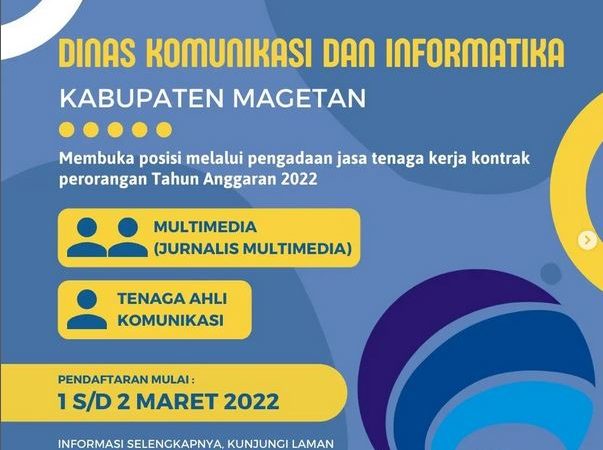Dinas Kominfo Magetan Buka Lowongan  Kerja Kontrak Perorangan,  Multimedia dan Ahli Komunikasi