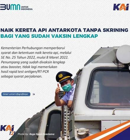 Syarat Terbaru Naik KA Jarak Jauh, Vaksin Lengkap Tak Perlu Antigen/PCR