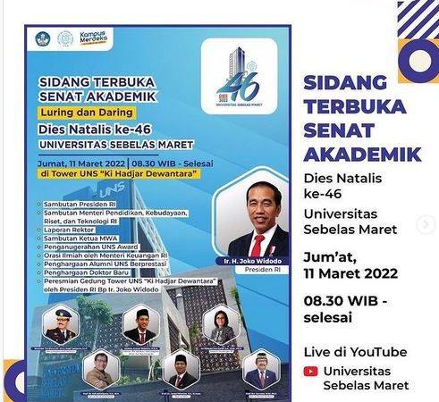 Sidang Terbuka Senat Akademik Dies Natalis ke-46 Universitas Sebelas Maret