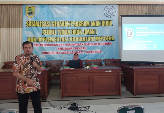 Sosialisasi Gerakan Anak Didik Peduli Teman (Adik Liman) dan Implementasi Kurikulum Merdeka di Kabupaten Sragen