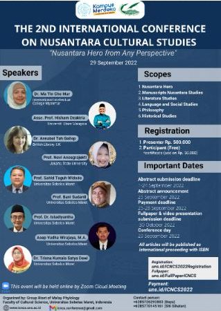 Segera Gabung ! Seminar Internasional Kajian Budaya Nusantara 2 UNS Tema “Pahlawan Nusantara”