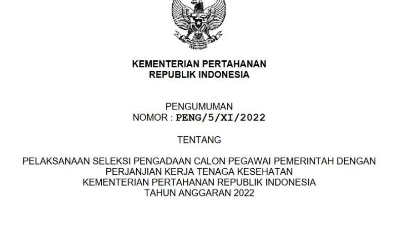Pengumuman Pengadaan PPPK Kemhan TA.2022