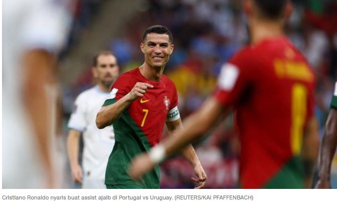 Ronaldo Nyaris Buat Assist Ajaib Saat Menang 2-0 Atas Uruguay, Antarkan Portugal ke Babak 16 Besar
