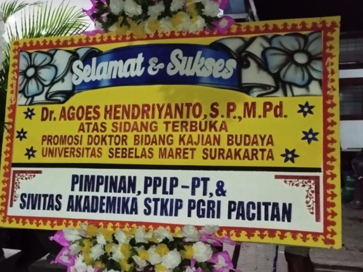 Pimpinan, PPLP-PT dan Civitas Akademika STKIP PGRI Pacitan; Selamat atas Diraihnya Gelar Dr. Agoes Hendriyanto, S.P., M.Pd