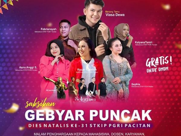Minggu Malam;  Saksikan Puncak Perayaan Dies Natalis Ke-31 STKIP PGRI Pacitan Tahun 2023
