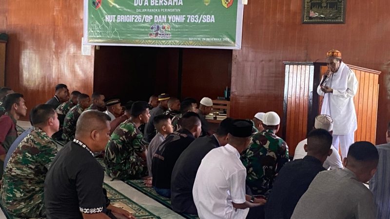 HUT Satuan, Prajurit Brigif 26/GP dan Yonif 763/SBA Laksanakan Doa Bersama