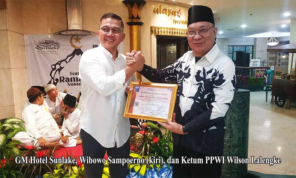 PPWI Nasional Berikan Penghargaan kepada Manajemen Hotel Sunlake