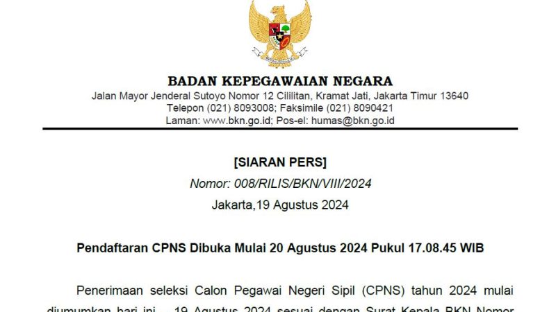 Pendaftaran CPNS 2024 Resmi Dibuka: Begini Alur dan Jadwal Seleksinya