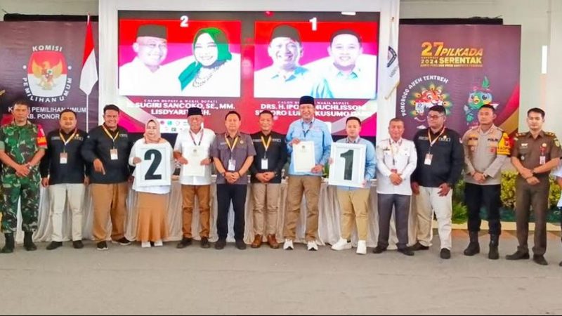 Dapatkan Nomor Urut 01, Paslon IPONG-LUHUR : Yakin Menang di Pilkada Ponorogo 2024