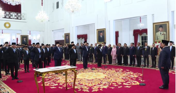Pelantikan Kabinet Merah Putih: 48 Menteri dan 5 Pejabat Setingkat Menteri Resmi Menjabat