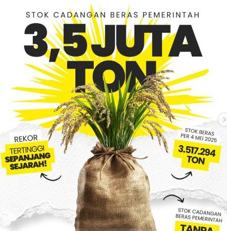 Stok Cadangan Beras Pemerintah Tembus 3,5 Juta Ton, Tertinggi Sejak 1969 Tanpa Impor