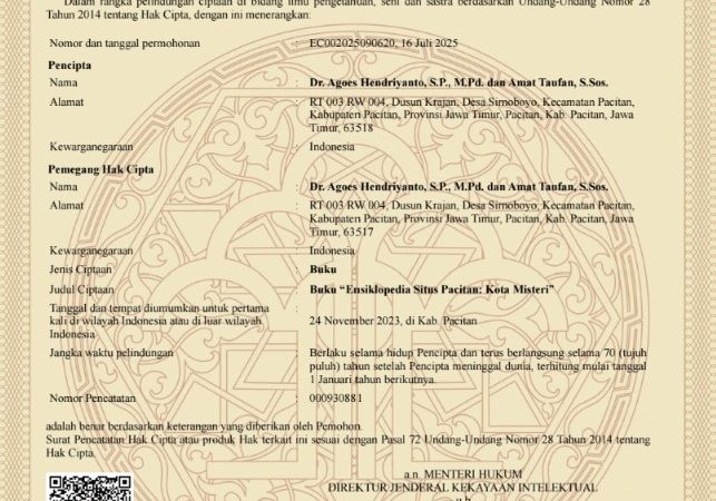 Pacitan Kota Misteri: Buku  Ensiklopedia: Situs Pacitan, Kota Misteri  Resmi Tercatat di Kemenkumham