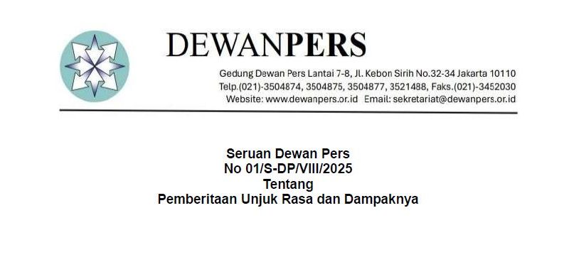 Dewan Pers Keluarkan Seruan Terkait Pemberitaan Unjuk Rasa di Jakarta