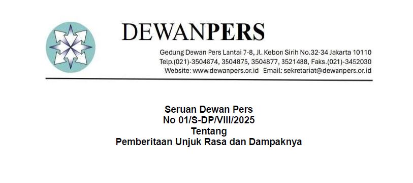 Dewan Pers Keluarkan Seruan Terkait Pemberitaan Unjuk Rasa di Jakarta