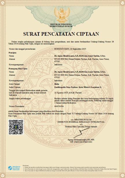 Ensiklopedia Situs Pacitan Volume 3 Resmi Terdaftar Sebagai Karya Cipta