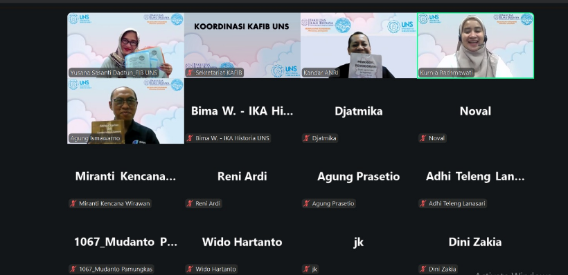 KAFIB UNS Gelar Rapat Virtual, Bahas Penyempurnaan AD/ART hingga Persiapan Reuni Akbar 2026