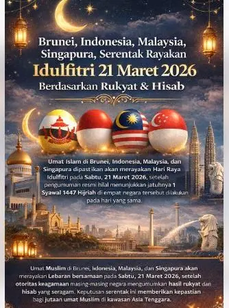 Asia Tenggara Kompak, Idulfitri Dirayakan 21 Maret 2026