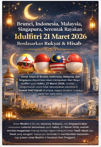 Asia Tenggara Kompak, Idulfitri Dirayakan 21 Maret 2026