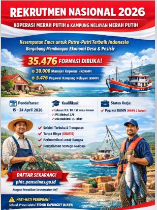 Rekrutmen Nasional Dibuka, 35 Ribu Lebih Posisi untuk Kelola Koperasi Merah Putih dan Kampung Nelayan