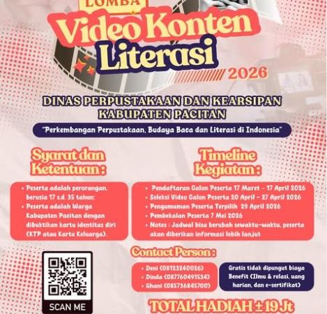 Disperpusip Pacitan Gelar Lomba Video Konten Literasi 2026 untuk Generasi Muda