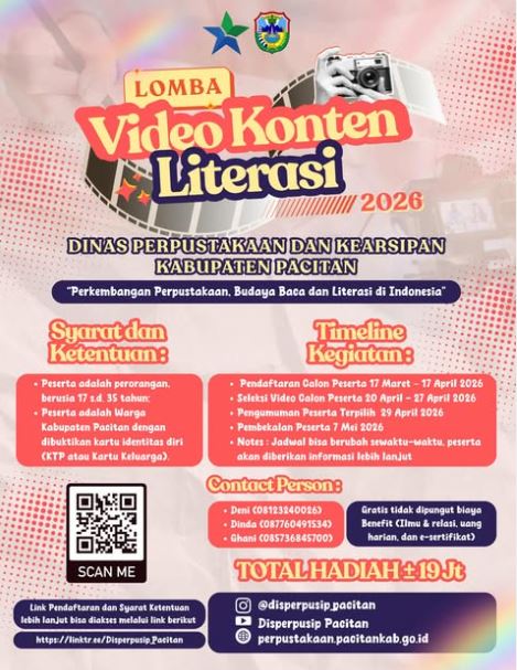 Disperpusip Pacitan Gelar Lomba Video Konten Literasi 2026 untuk Generasi Muda