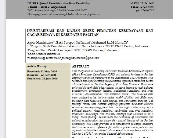INVENTARISASI DAN   KAJIAN   OBJEK   PEMAJUAN   KEBUDAYAAN DAN CAGAR BUDAYA DI KABUPATEN PACITAN (DANA INDONESIANA 2025)